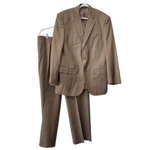 Covington 2 Piece Suit Size 44L Long Blazer Jacket Trouser Pants Career Tan